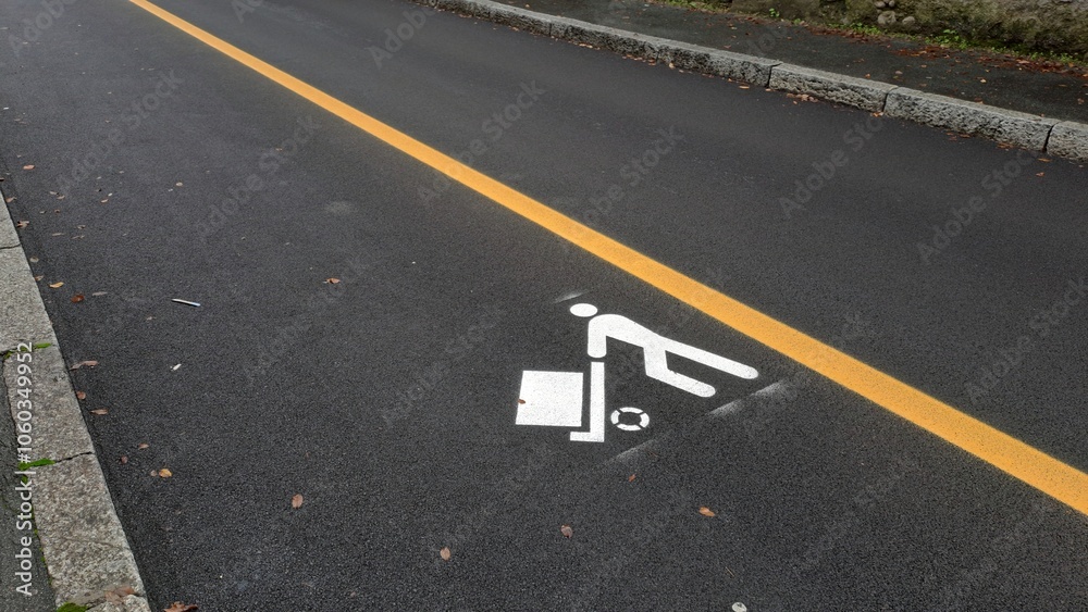 Road sign symbol for loading and unloading goods. Road sign symbol for loading and unloading goods.