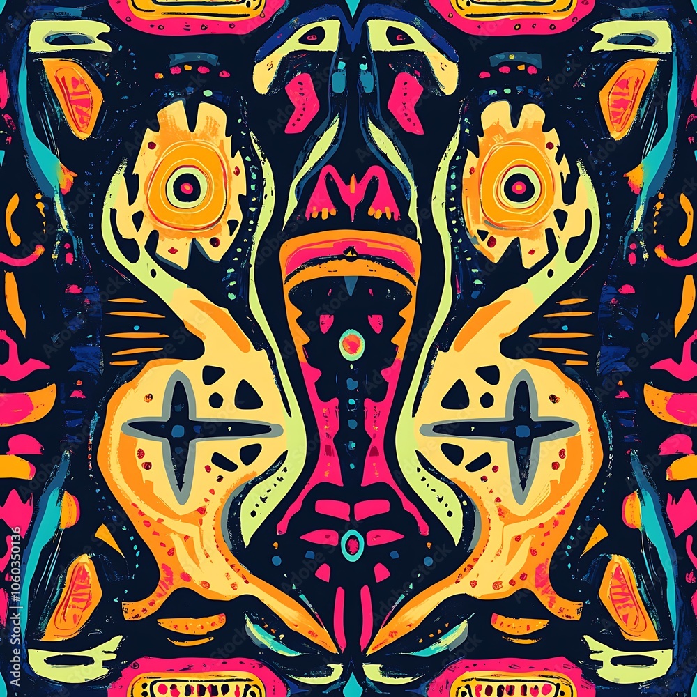 Fototapeta premium Vibrant Tribal Seamless Intricate Pattern Design