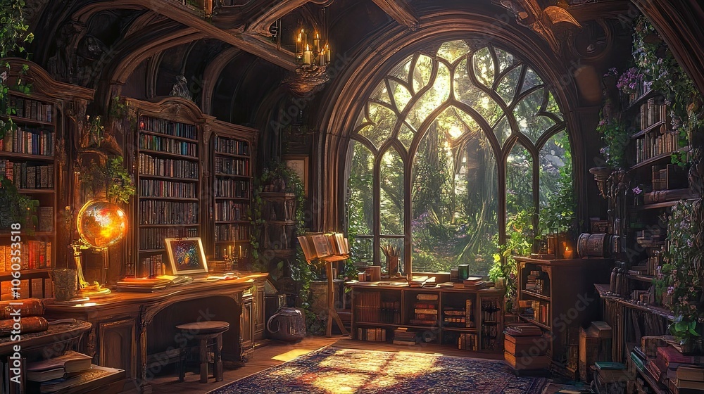 lofi magic fantasy world interior