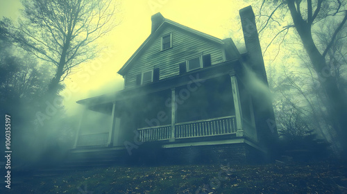Foggy Abandoned House Illus...