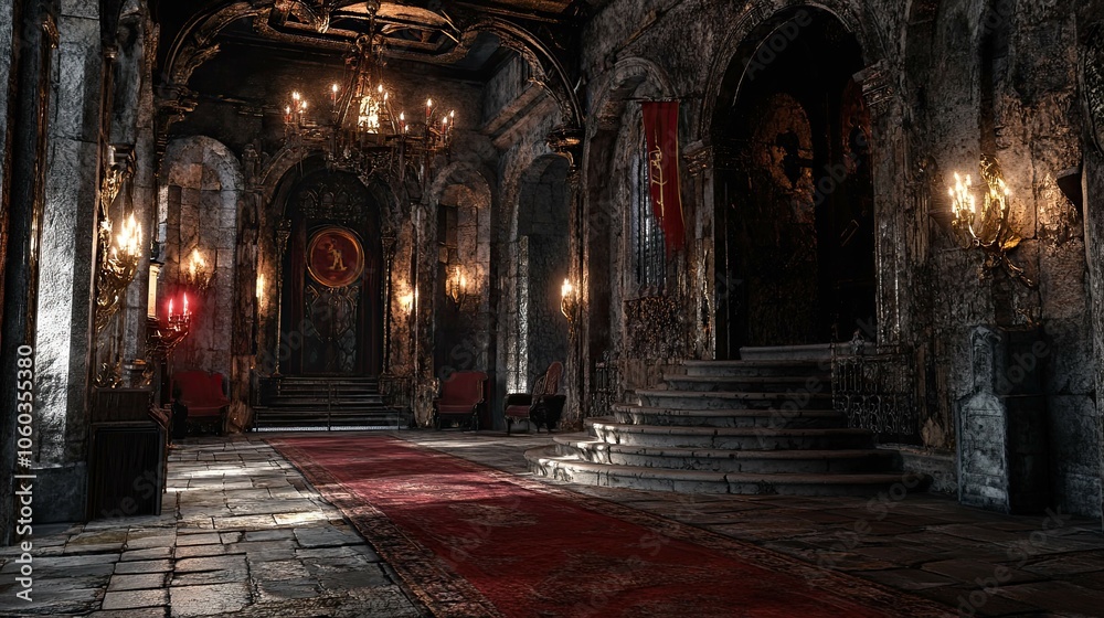 Fototapeta premium Vampire Castle in a Desolate Land interior