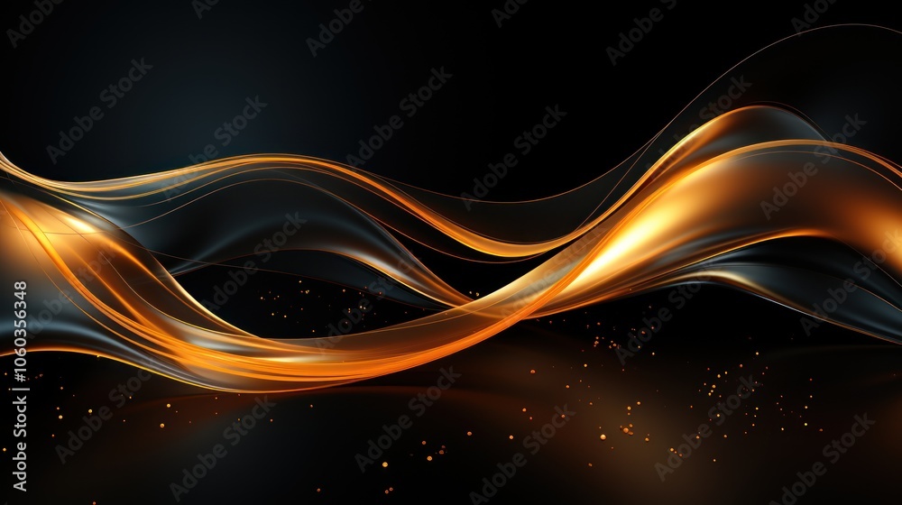 A smooth, flowing abstract design with golden and black waves, creating a dynamic visual effect. A smooth, flowing abstract design with golden and black waves, creating a dynamic visual effect.