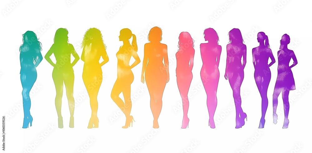 Woman Silhouettes: A group of women, vector illustration for the International Women's Day concept. Flat color background. Woman Silhouettes: A group of women, vector illustration for the International Women's Day concept. Flat color background.