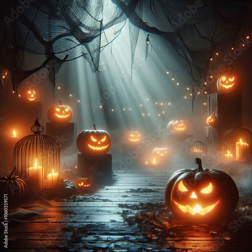 Spooky night on Halloween photo