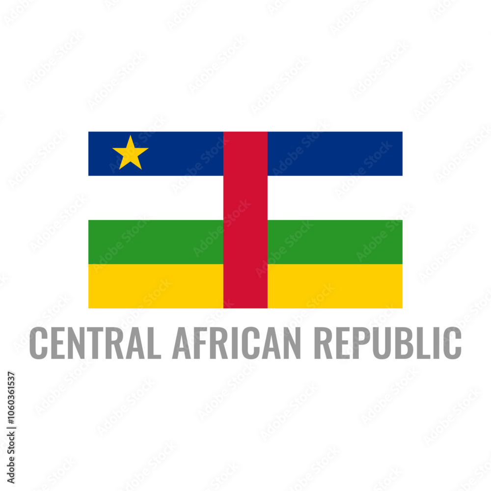 Fototapeta premium Central African Republic flag icon. The country sign. Rectangle shape. Isolated on a white background. Vector image.
