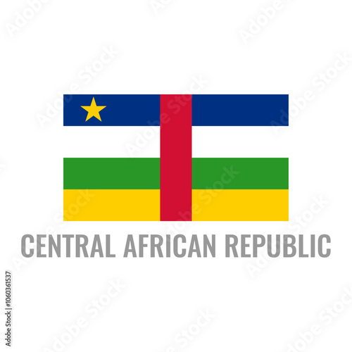 Central African Republic flag icon. The country sign. Rectangle shape. Isolated on a white background. Vector image.