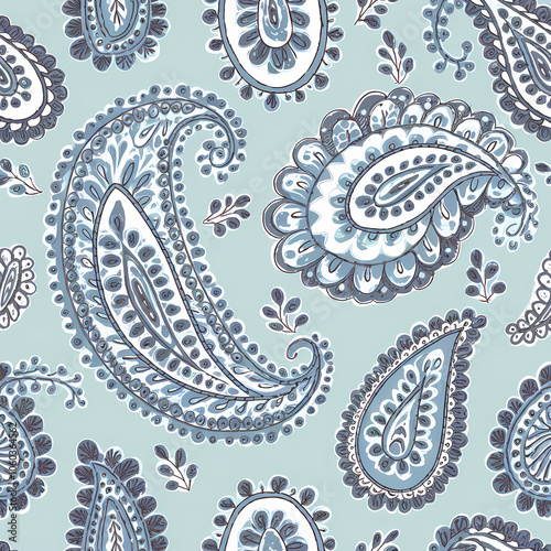 paisley pattern, surface pattern design, soft watercolor illustration