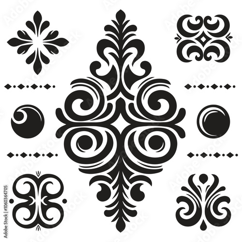 ornament Vintage Decorative Floral  Elements, ai generated