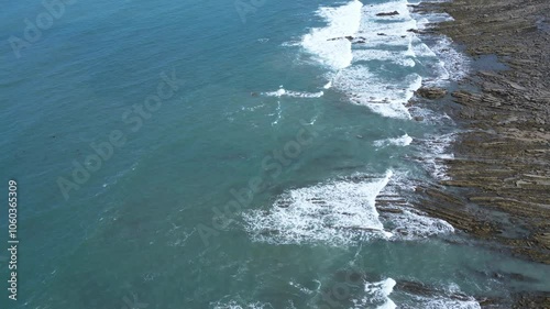 Drone footage of Widemouth Bay, North Cornish coast photo