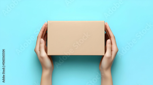 Hands Holding Brown Box on ...