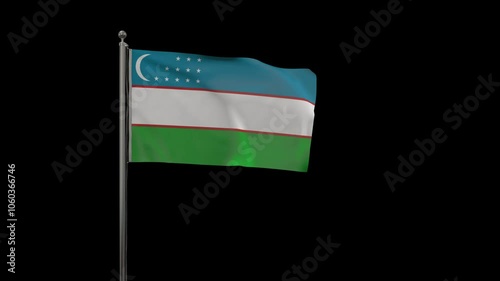 Animated Uzbekista Flag Waving on Black Background photo