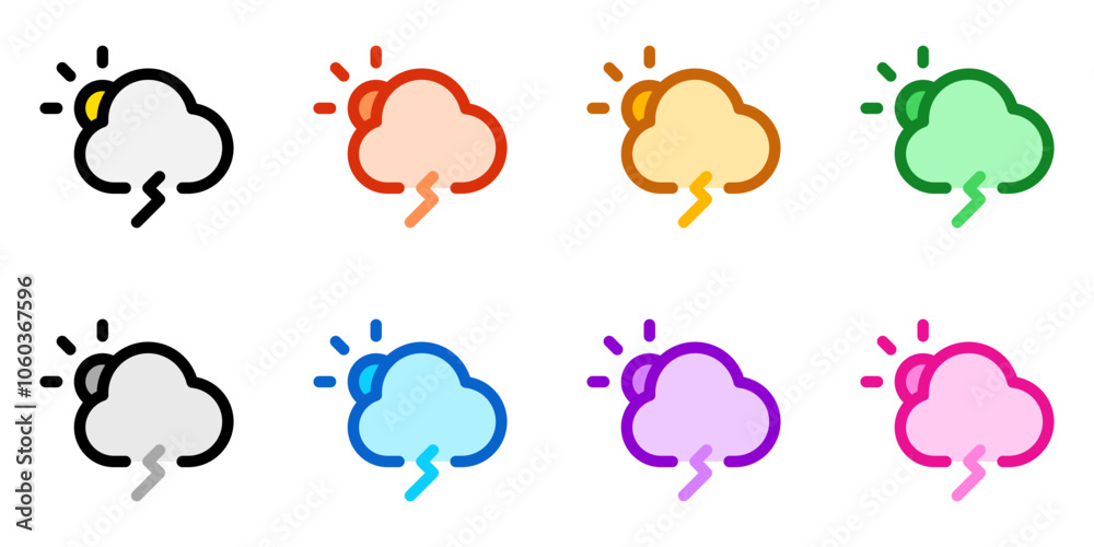 Editable thundercloud and sun vector icon. Part of a big icon set family. Perfect for web and app interfaces, presentations, infographics, etc Editable thundercloud and sun vector icon. Part of a big icon set family. Perfect for web and app interfaces, presentations, infographics, etc
