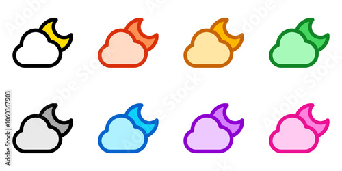 Editable night sky, moon and cloud vector icon. Part of a big icon set family. Perfect for web and app interfaces, presentations, infographics, etc