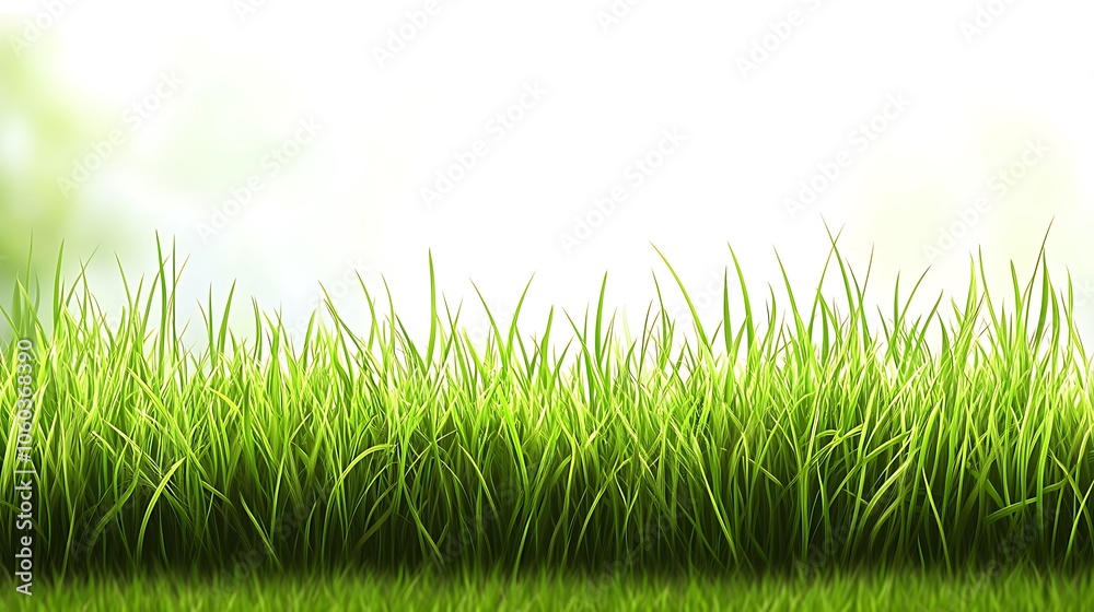 Obraz premium Green Grass Border For Nature Background Light Gradient Background with Room for Typography