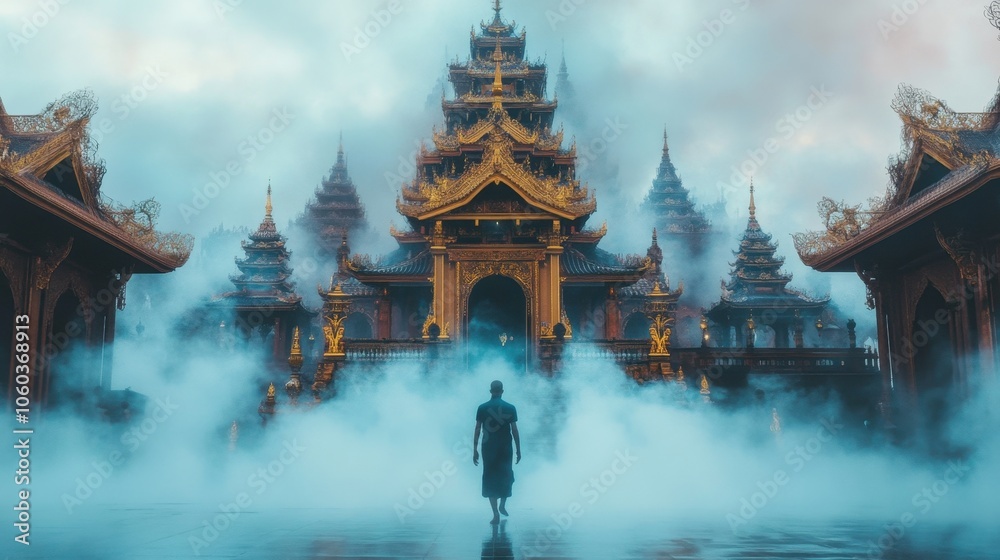 Obraz premium Mystical Architectural Wonder in the Clouds