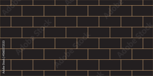 Abstract bathroom wall and floor brick wall texture background. black brick vector illustration texture of the wall with masonry Bricks laid in rows background.