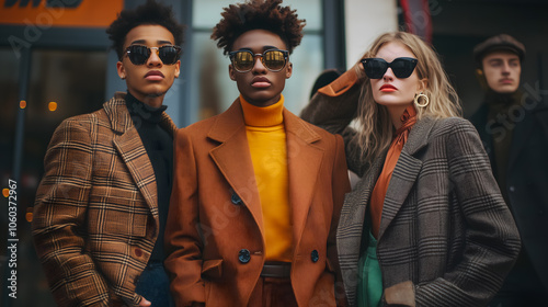 Trendy Fashion Models in Stylish Urban Streetwear