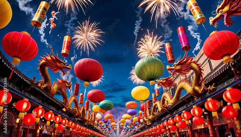 Chinese New Year celebration. Chinese festival. Chinese dragon