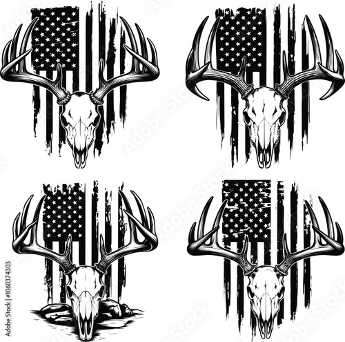 Deer Flag Svg, Deer Hunt Flag Svg, Hunting Flag Svg, Nature deer Svg, Deer and USA Flag Svg, Deer face Svg, Deer Head Svg