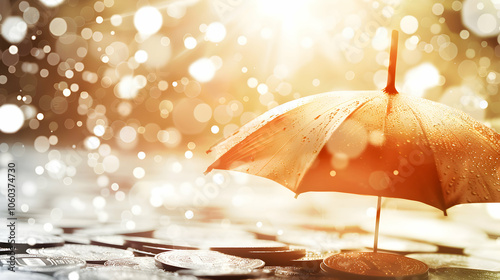 Wallpaper Mural Symbol of Insurance: Umbrella Protecting Coins from Financial Risks Torontodigital.ca
