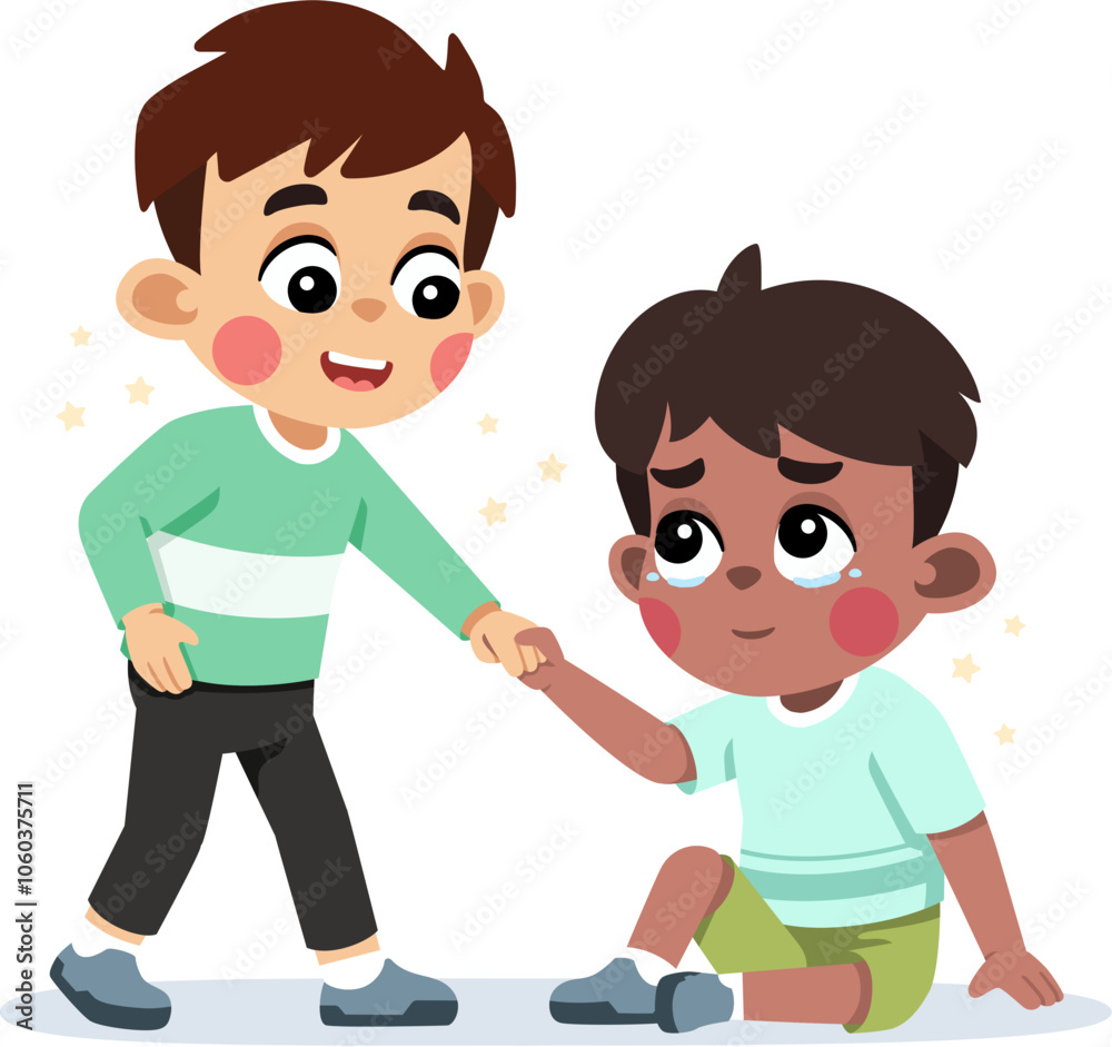 Kid Helping a Friend Who Fell Down Kid Helping a Friend Who Fell Down