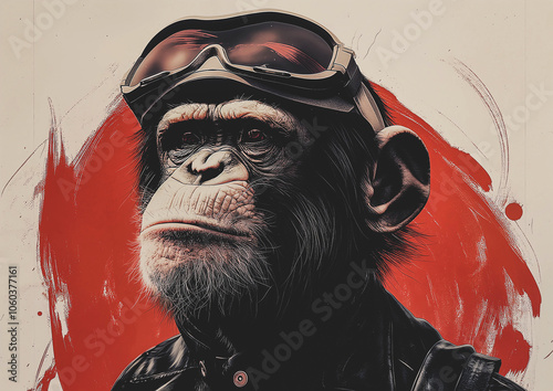 Monkey with glasses. Animal art.