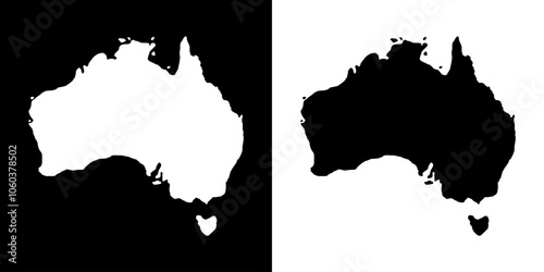 Australia map silhouette. Black and white concept. vector illustration.