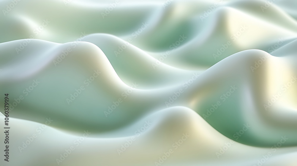Obraz premium Abstract Green and White Wave Background Soft Pastel Background for Graphic Design Templates