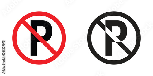 No parking vector sign on white background
