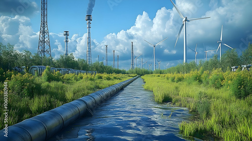 Industrial Landscape with W...