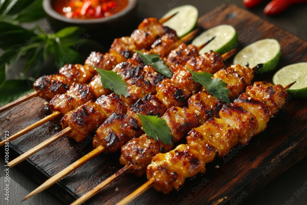 Indonesian Satay Food Menu close up Indonesian Satay Food Menu close up