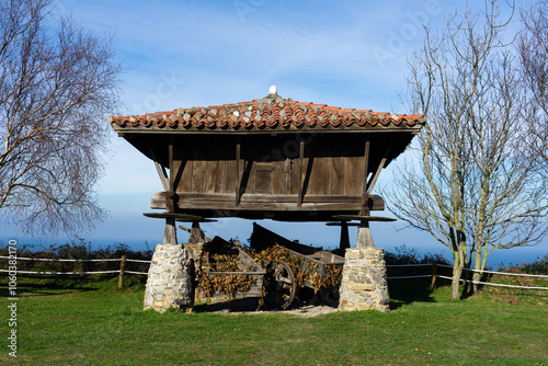 Foto Typical Asturian horreos in Cadavedo, Asturias, Spain