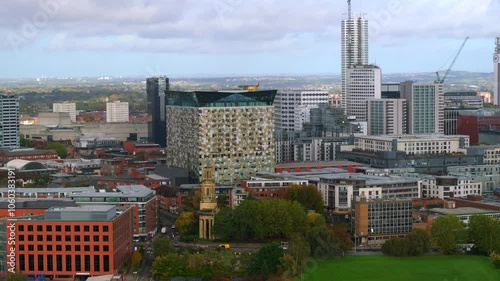 Aerial video of Birmingham - England, city skyline.  photo