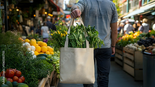 Person Carrying a Tote Bag ...