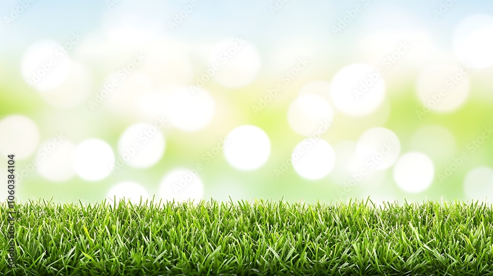 Obraz premium Green Grass with Blurred Background Subtle Blur Background with Space for Custom Text