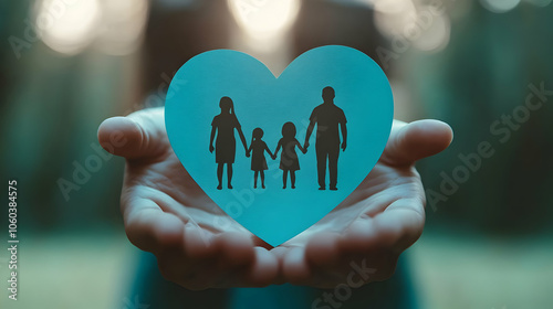 Family Silhouette on Blue H...