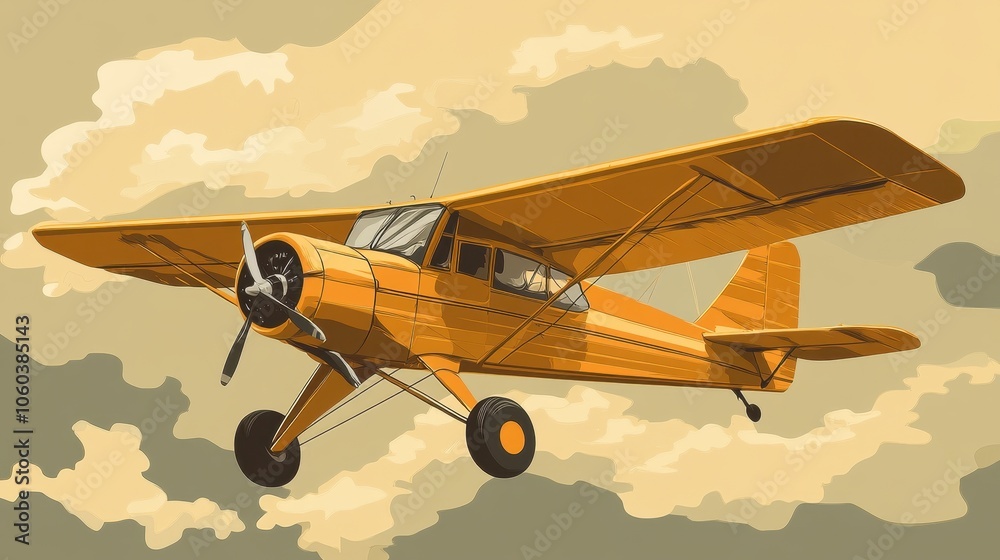Retro Biplane Soaring Through the Clouds Retro Biplane Soaring Through the Clouds