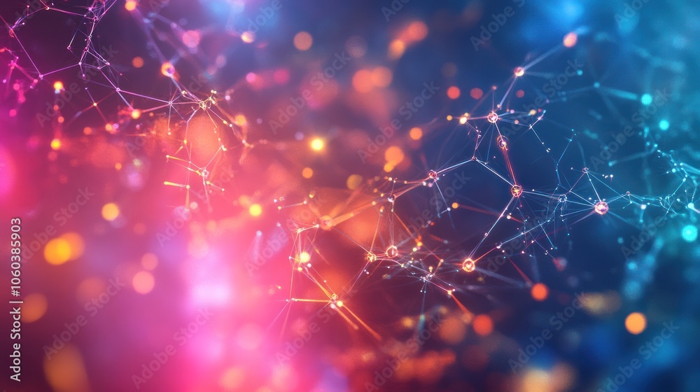 Obraz premium A dynamic visualization of a global database, featuring a 3D neural network structure that symbolizes artificial intelligence