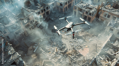 Amid the wreckage of a disaster-stricken city, drones with LiDAR sensors scan the debris to create detailed 3D maps, aiding search and rescue operations and guiding reconstruction 