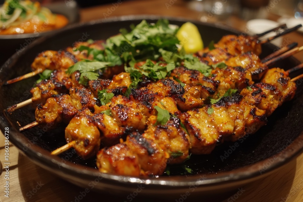 Indonesian Satay Food Menu close up Indonesian Satay Food Menu close up