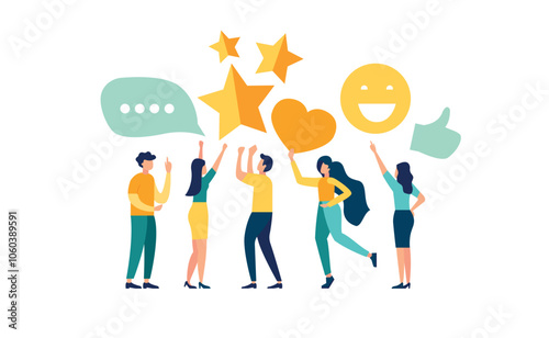 user experience or customer satisfaction, opinion about a product and services, rating in a review or evaluation concept, reviews using emoticons such as 