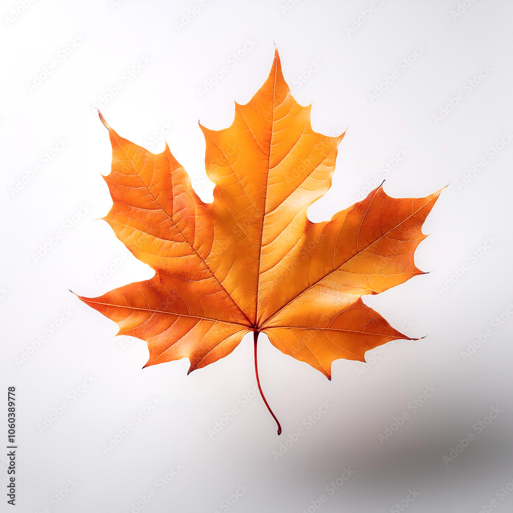 Obraz premium Maple Leaf, Famous for its bright colors in autumn floating or flying isolated white background