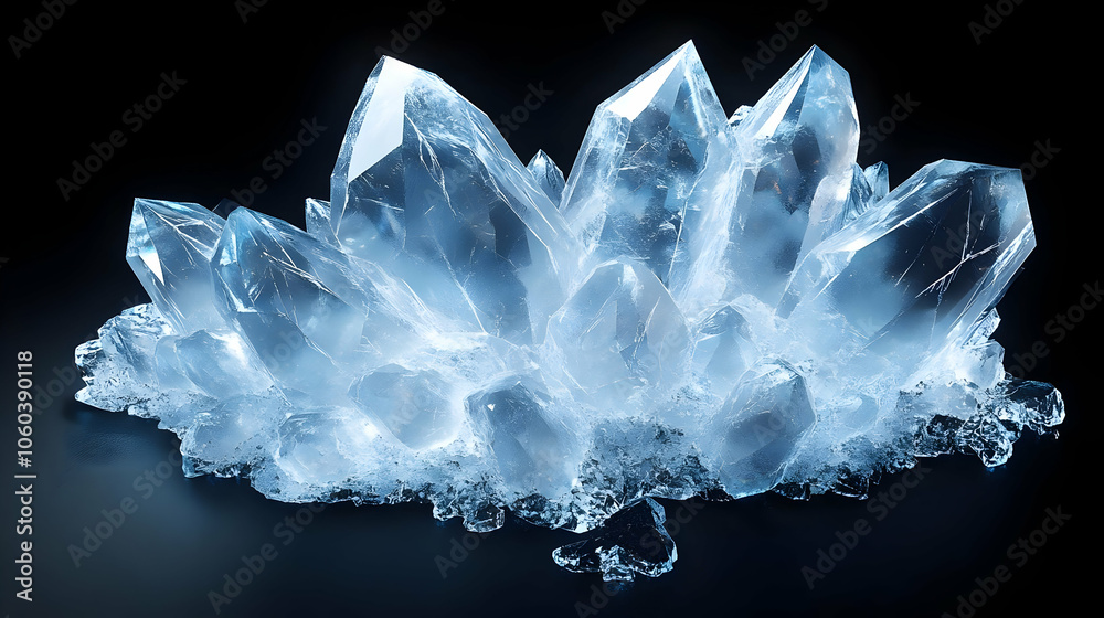 3D Crystal Cluster on Black Background 3D Crystal Cluster on Black Background