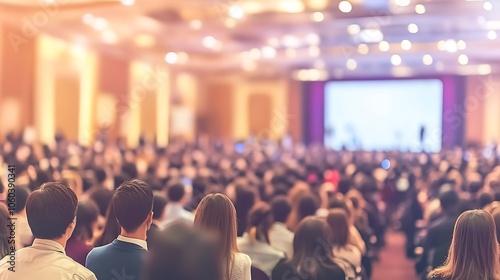 Audience at a Conference Abstract Gradient Background with Copy Space