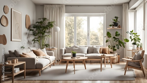 Bright and Airy Living Room with Stylish Neutral Palette, Plush Seating, and Abundant Greenery for a Fresh Look (96)