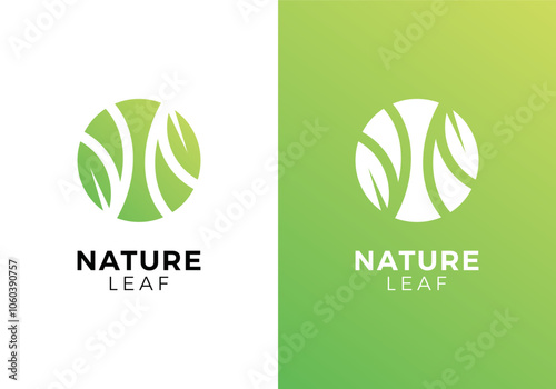 abstract leaf grow logo design. leaves nature with circle abstract icon vector inspiration