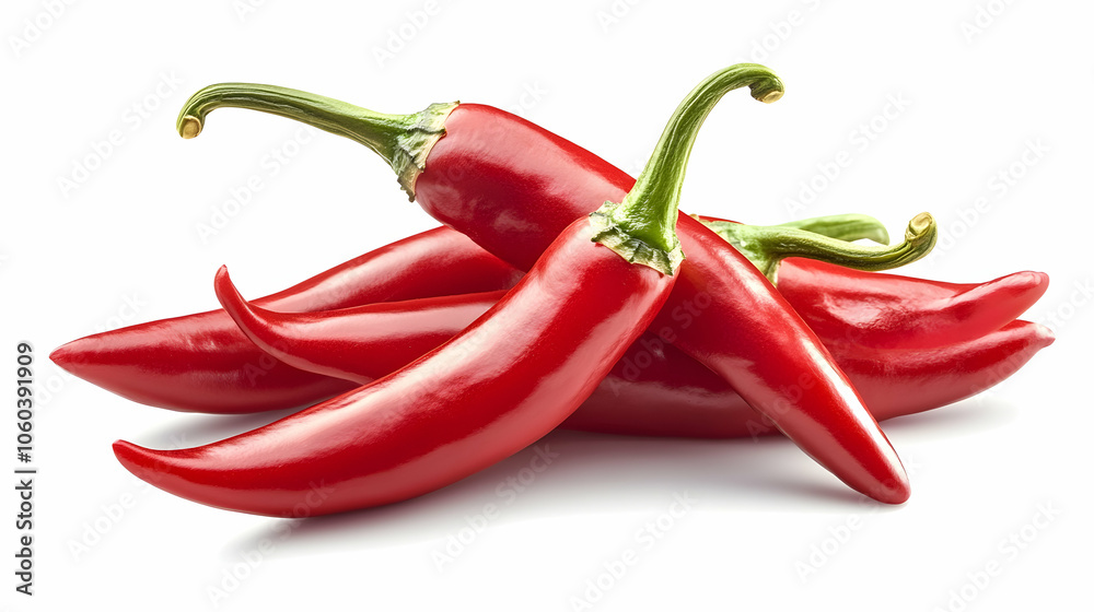 Fiery red chili pepper cutouts isolated on a bright background Fiery red chili pepper cutouts isolated on a bright background