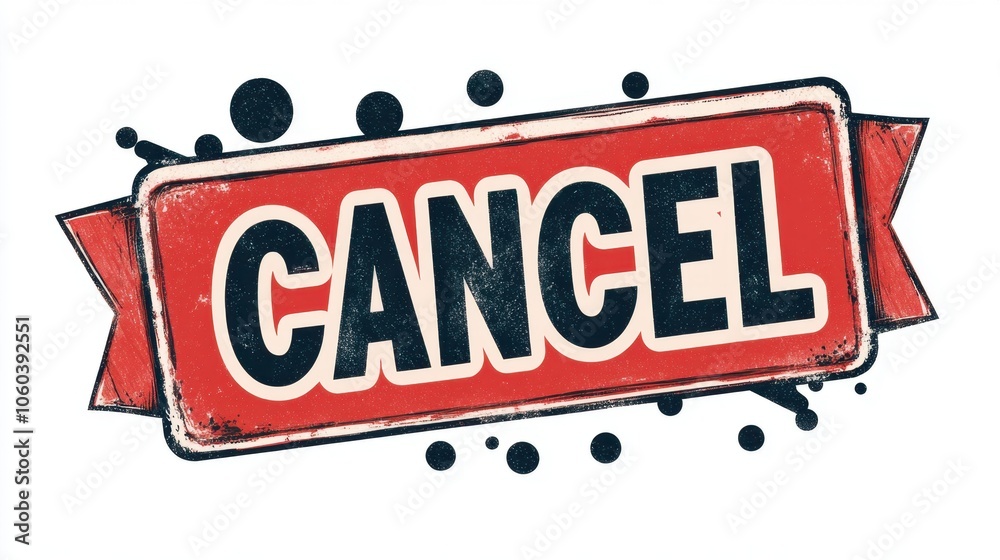 Fototapeta premium Retro Styled 'Cancel' Sign with Vintage Grunge Texture