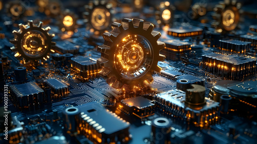 3D Illustration of Circuit ...