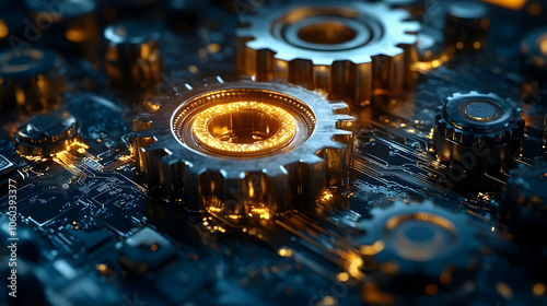 Glowing Gears on Circuit Bo...
